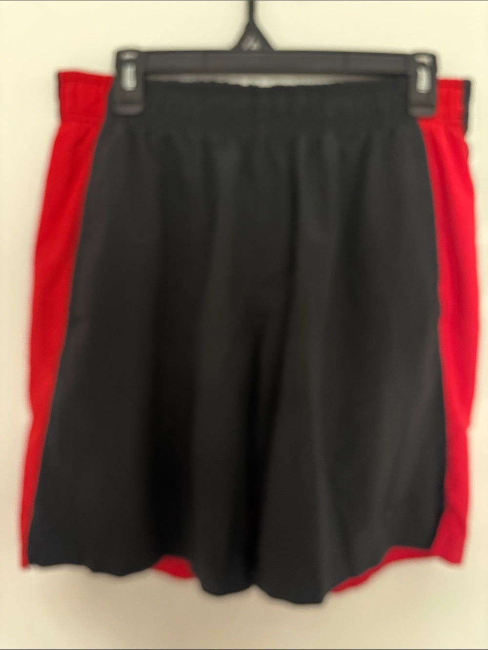 Nike Black Athletic Dri-Fit Shorts with Red Logo